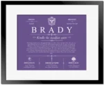 Brady surname meaning history and origin in Purple with Black Matte Frame