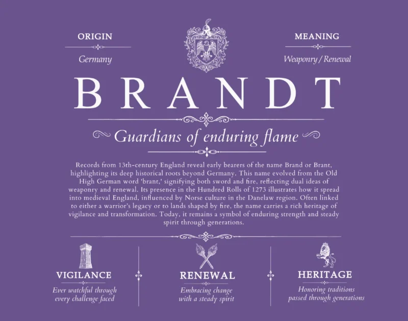 Brandt surname history and family heritage in Purple