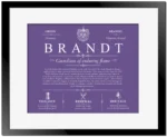 Brandt surname history and family heritage in Purple with Black Matte Frame