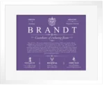 Brandt surname history and family heritage in Purple with White Matte Frame