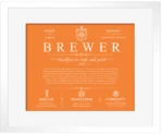 Brewer surname origin and family heritage in Orange with White Matte Frame Brewer surname origin and family heritage in Orange with White Matte Frame