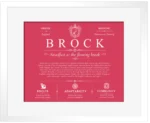 Brock family name origin and history in Red with White Matte Frame Brock family name origin and history in Red with White Matte Frame