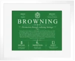 Browning surname origin and history in Dark Green with White Matte Frame