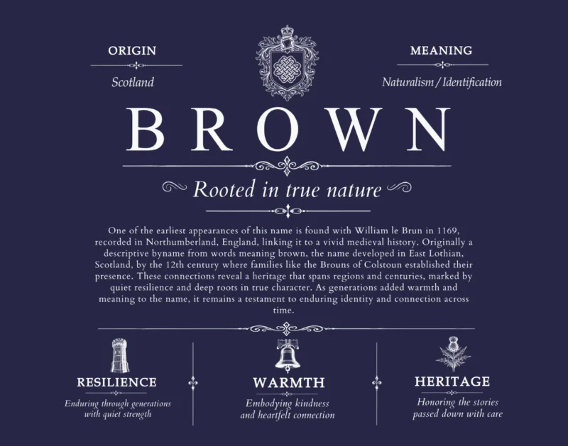 Brown family name meaning and history in Navy Blue