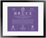 Bruce personalized last name meaning in Purple with Black Matte Frame