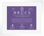 Bruce personalized last name meaning in Purple with White Matte Frame Bruce personalized last name meaning in Purple with White Matte Frame