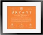 Bryant family name heritage in Orange with Black Matte Frame