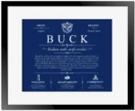 Buck surname heritage and history in Deep Blue with Black Matte Frame