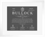 Bullock surname meaning and origin in Gray with White Matte Frame