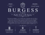 Burgess last name history and origin in Navy Blue
