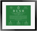 Bush surname origin and family heritage in Dark Green with Black Matte Frame