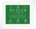 Butler last name meaning and origin in Dark Green with White Matte Frame