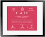 Cain family name heritage in Red with Black Matte Frame