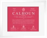 Calhoun family name heritage in Red with White Matte Frame Calhoun family name heritage in Red with White Matte Frame