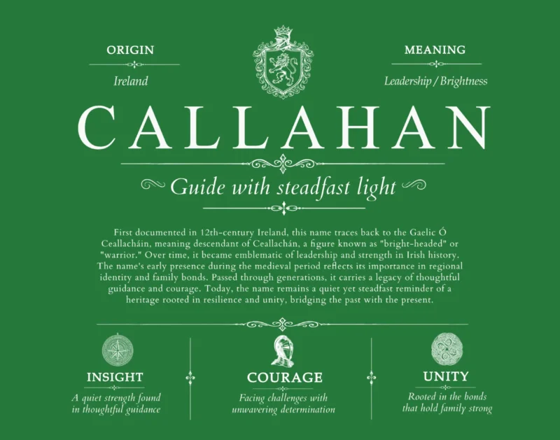 Callahan family name meaning and history in Dark Green