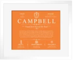 Campbell last name meaning and origin in Orange with White Matte Frame