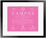 Campos last name origin and heritage in Pink with Black Matte Frame