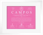 Campos last name origin and heritage in Pink with White Matte Frame Campos last name origin and heritage in Pink with White Matte Frame