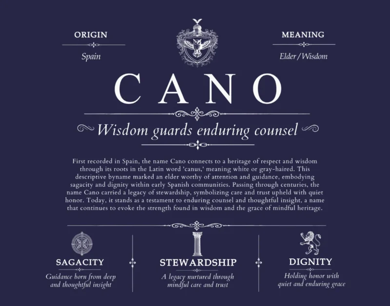 Cano surname history and family heritage in Navy Blue