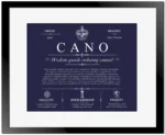 Cano surname history and family heritage in Navy Blue with Black Matte Frame
