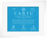Cantu surname heritage and history in Blue with White Matte Frame Cantu surname heritage and history in Blue with White Matte Frame