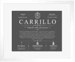 Carrillo family name history in Gray with White Matte Frame