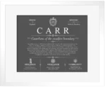 Carr surname meaning history and origin in Gray with White Matte Frame Carr surname meaning history and origin in Gray with White Matte Frame