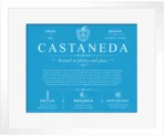 Castaneda family name history in Blue with White Matte Frame Castaneda family name history in Blue with White Matte Frame