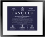 Castillo surname origin and history in Navy Blue with Black Matte Frame
