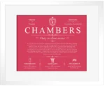 Chambers family name history in Red with White Matte Frame Chambers family name history in Red with White Matte Frame