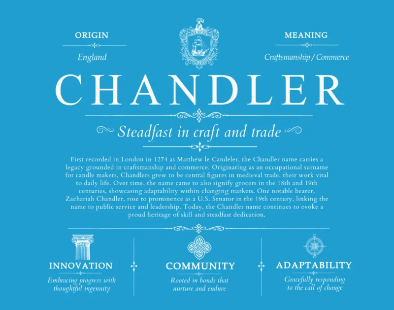 Chandler surname history and heritage in Blue