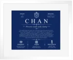 Chan family name heritage in Deep Blue with White Matte Frame