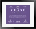 Chase surname history and family heritage in Purple with Black Matte Frame