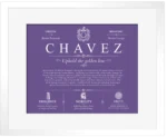Chavez personalized family surname in Purple with White Matte Frame Chavez personalized family surname in Purple with White Matte Frame