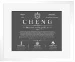 Cheng family name history in Gray with White Matte Frame