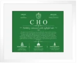 Cho surname origin and family heritage in Dark Green with White Matte Frame