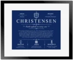 Christensen surname meaning and heritage in Deep Blue with Black Matte Frame