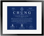 Chung surname meaning and heritage in Deep Blue with Black Matte Frame