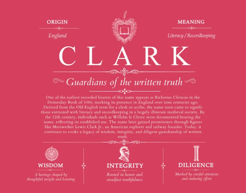 Clark last name meaning and origin in Red