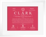 Clark last name meaning and origin in Red with White Matte Frame Clark last name meaning and origin in Red with White Matte Frame