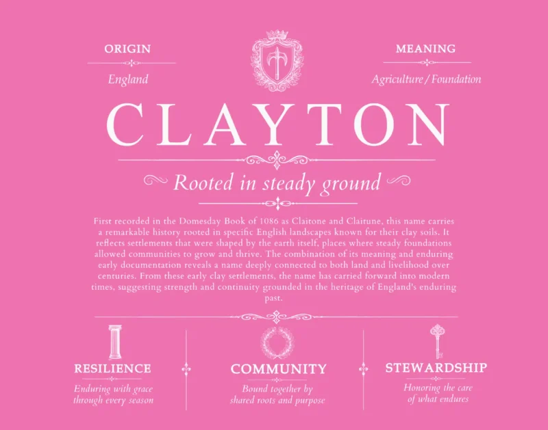 Clayton surname heritage and history in Pink