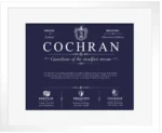 Cochran last name meaning and origin in Navy Blue with White Matte Frame Cochran last name meaning and origin in Navy Blue with White Matte Frame