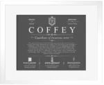 Coffey last name meaning and origin in Gray with White Matte Frame