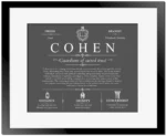 Cohen surname meaning and heritage in Gray with Black Matte Frame