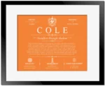 Cole surname meaning origin and heritage in Orange with Black Matte Frame