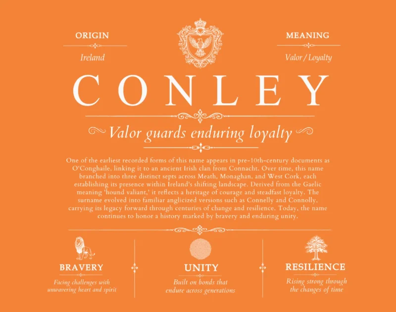 Conley family name meaning and history in Orange