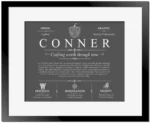 Conner surname meaning history and origin in Gray with Black Matte Frame