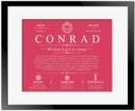 Conrad surname heritage and history in Red with Black Matte Frame