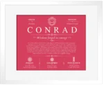 Conrad surname heritage and history in Red with White Matte Frame