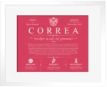 Correa surname heritage and history in Red with White Matte Frame